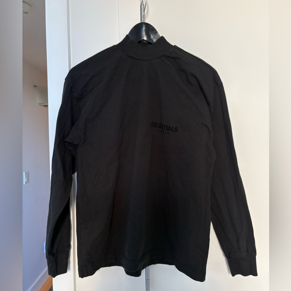 Fear of God Essentials Black Cotton Mockneck Tee